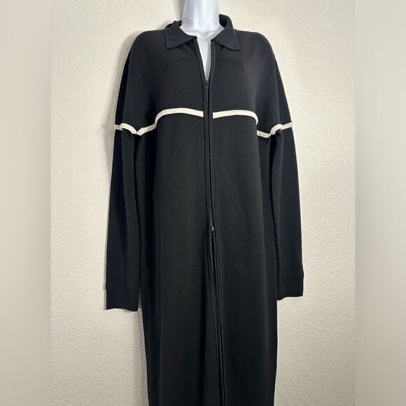 Moussy Studiowear Double Zip Wool Blend Black Sweater Dress Jacket Monochrome - Picture 2 of 8